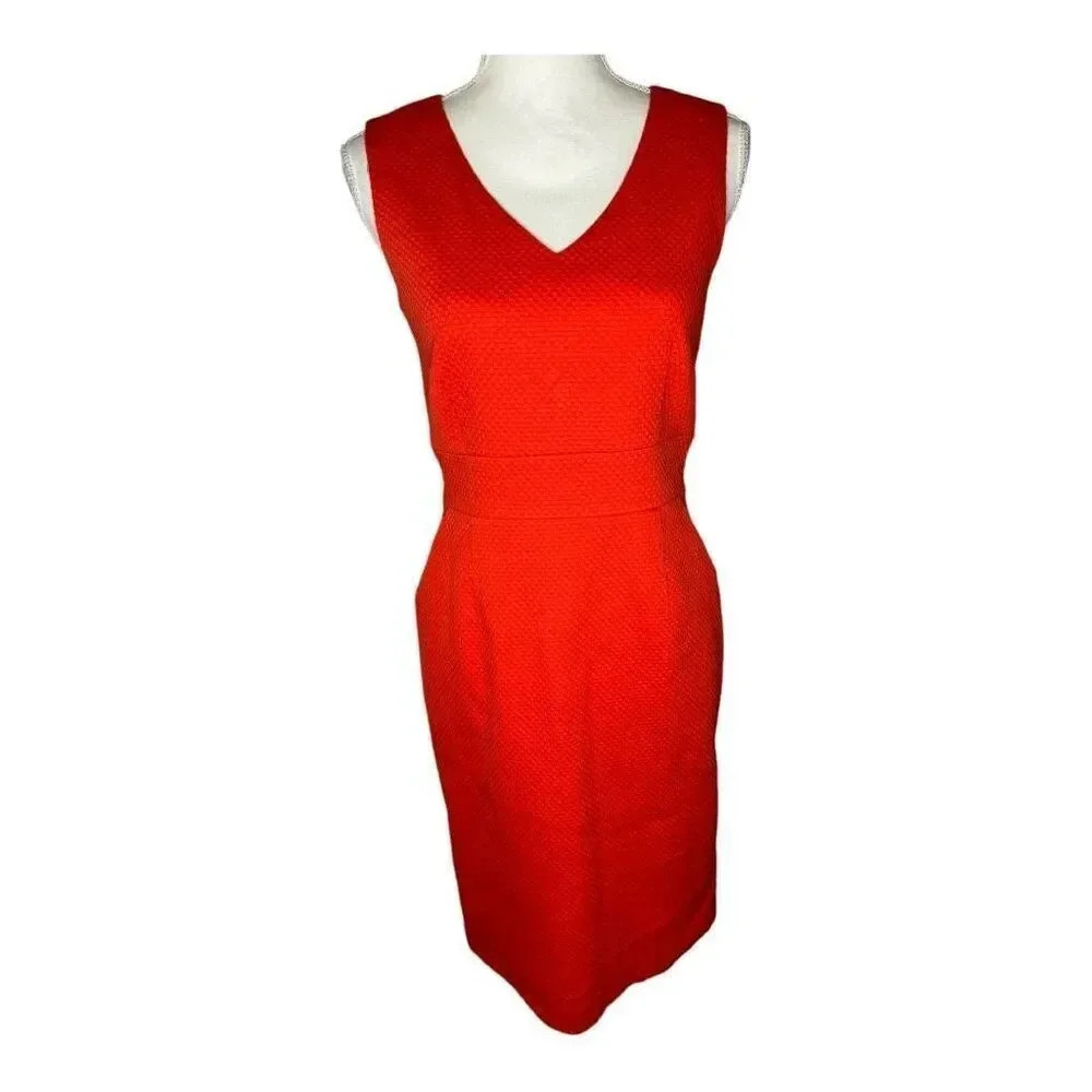 Pure‎ Collection Women’s Size 6 Coral Textured V-Neck Midi Dress